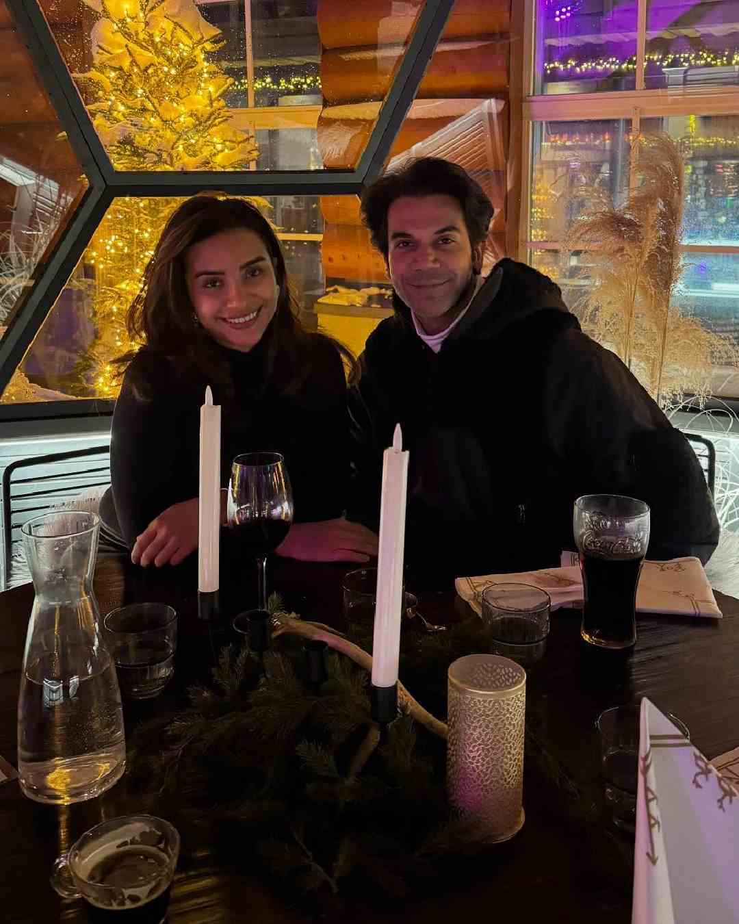 Actor-couple Rajkummar Rao and Patralekhaa celebrated Christmas in Finland. They posed inside a glass igloo overlooking an illuminated Christmas tree.  