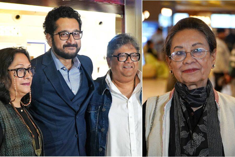 Indrani Mukherjee, Parambrata Chattopadhyay, Aniruddha Roy Chowdhury and Sohag Sen were among the ones braving the winter rain and pre-Christmas traffic to arrive at the screening of a unique film, where the director takes his subject to some of the locations where she shot her iconic films