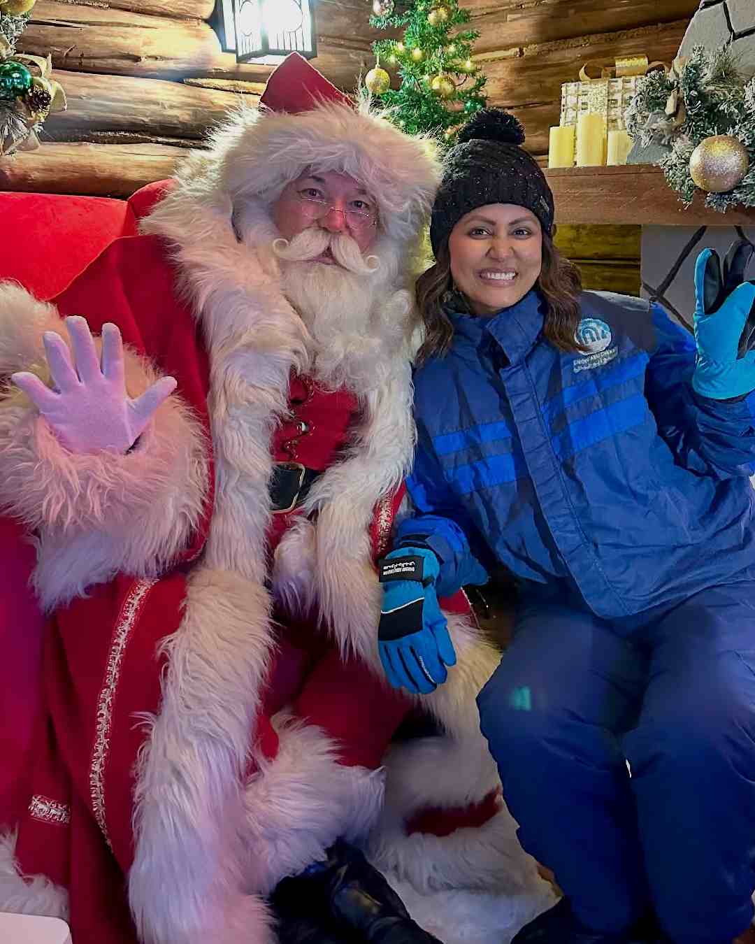 Actress Hina Khan posed with Santa Claus during Christmas celebrations. The 37-year-old actress is currently undergoing treatment for stage 3 breast cancer.   