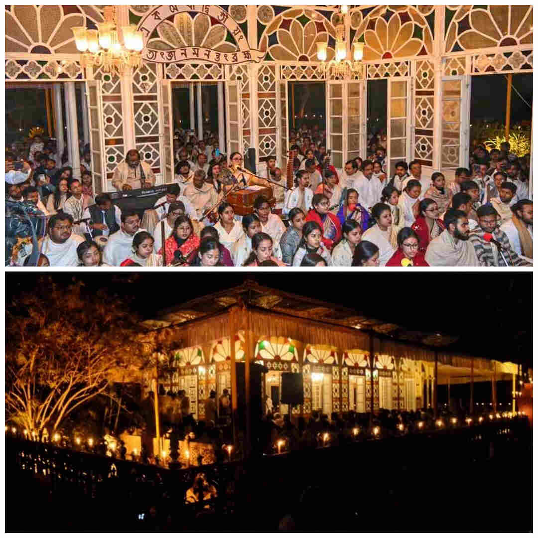 Special lighting, prayers and songs marked Christo Utsav at Upasana Mandir, popularly known as Kaanch Mandir, on the Visva-Bharati campus in Santiniketan on December 25  