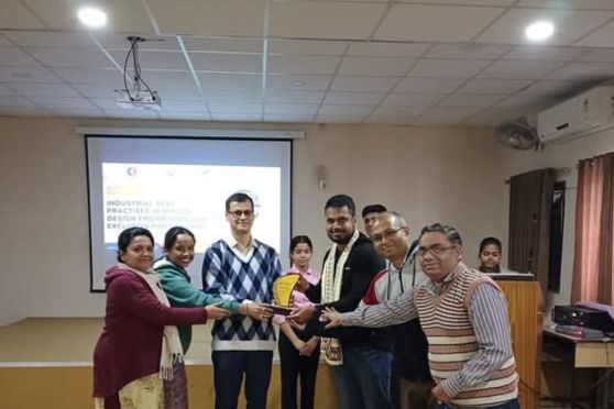 Mr Rehaman being felicitated by Prof Dhrubasish Sarkar along with the faculty members.