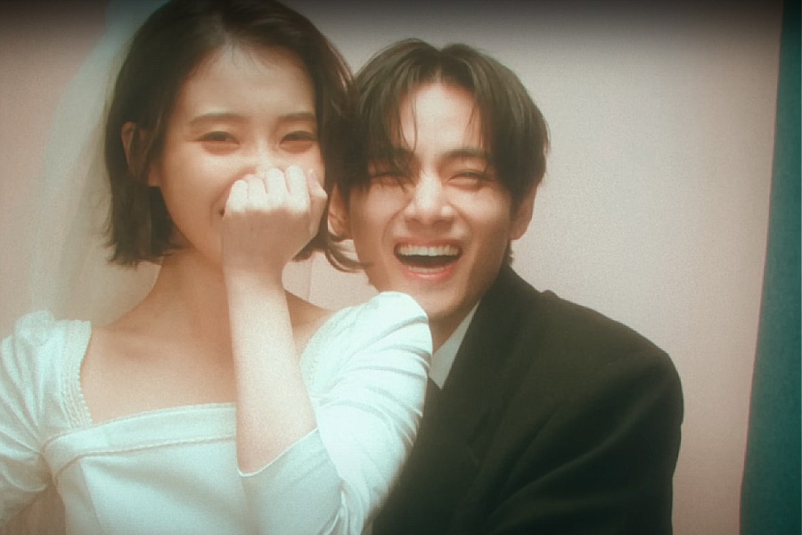 K-pop idol IU with V in the music video Love Wins All