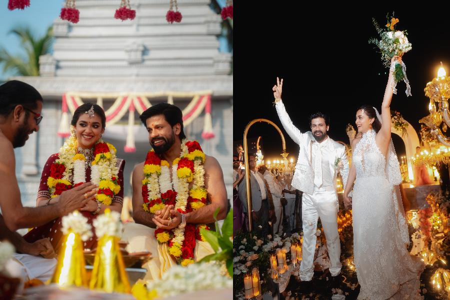Actress Keerthy Suresh tied the knot with longtime boyfriend, entrepreneur Antony Thattil, in Goa on December 12 in a traditional Hindu ceremony. 