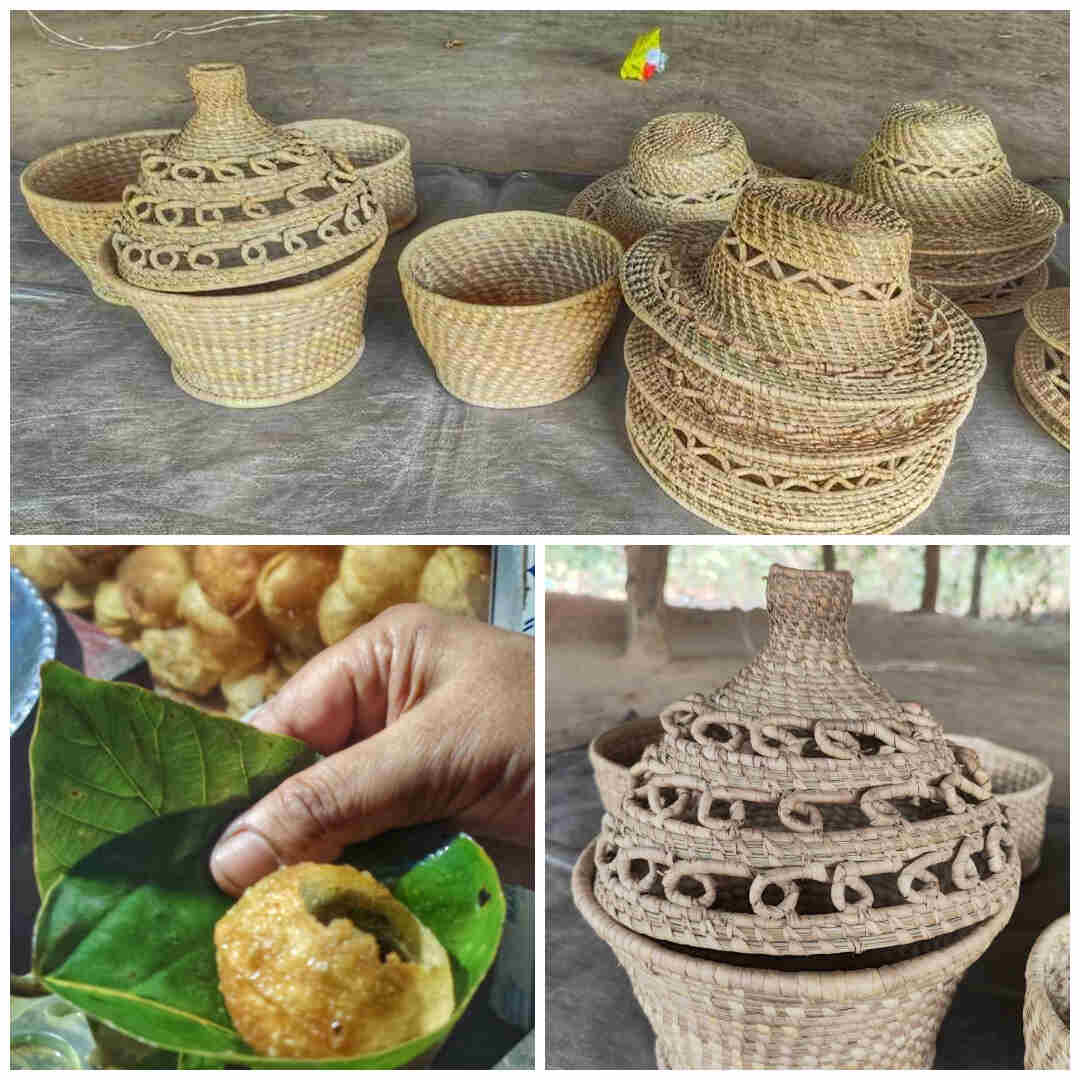 Freshly plucked and collected sal leaves are shaped into plates and bowls to serve food and phuchka, respectively