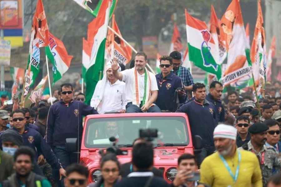 Rahul Gandhi in Jangipur, Murshidabad, on Thursday.