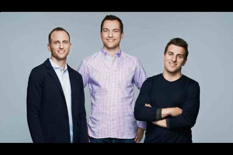 Airbnb founders Joe Gebbia, Nathan Blecharczyk, and Brian Chesky