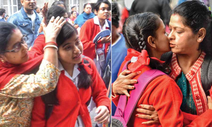 Students reached Duff School early on Day 1. Guardians showered love and blessings ahead of their children’s life's first important examination   