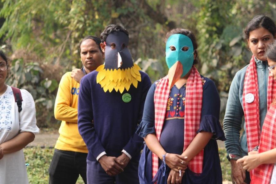 ﻿Students dressed up as various species found in the wetlands take part in a programme to mark World Wetlands Day.