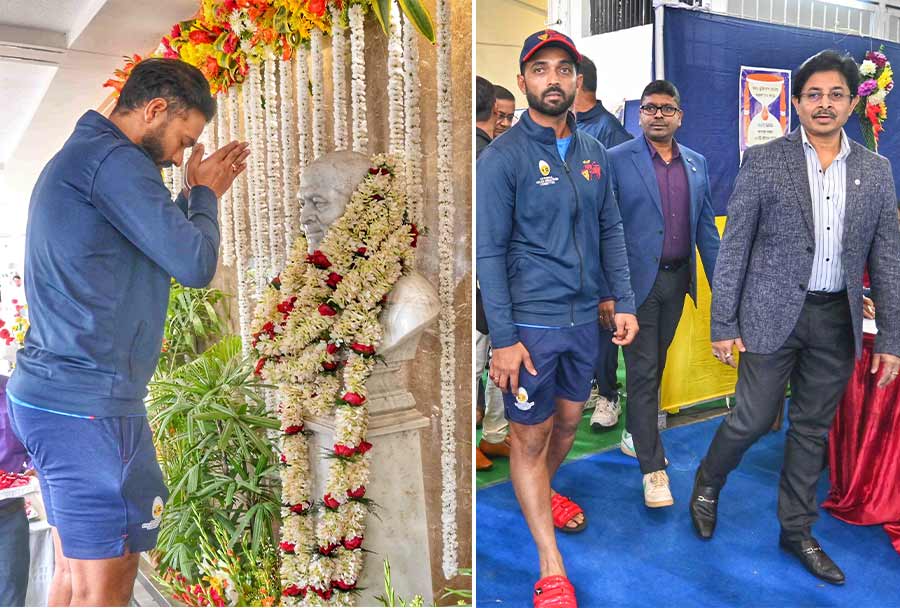 Cricketer Ajinkya Rahane attended the Cricket Association of Bengal celebrations of Sir Frank Worrell Day at the Eden Gardens on Saturday