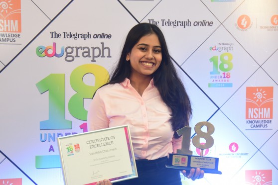 Vanshika, with The Telegraph Online 18 under 18 Awards