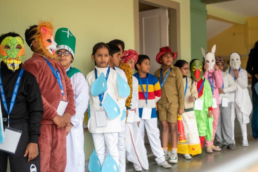 Participants of a literary fest at Olivia Enlightened English School.