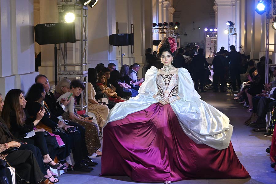 Rohan Pariyar’s collection draws inspiration from Versailles’s baroque architecture, with each of the 30 looks named after royal women from Louis XV to Louis XIV’s courts