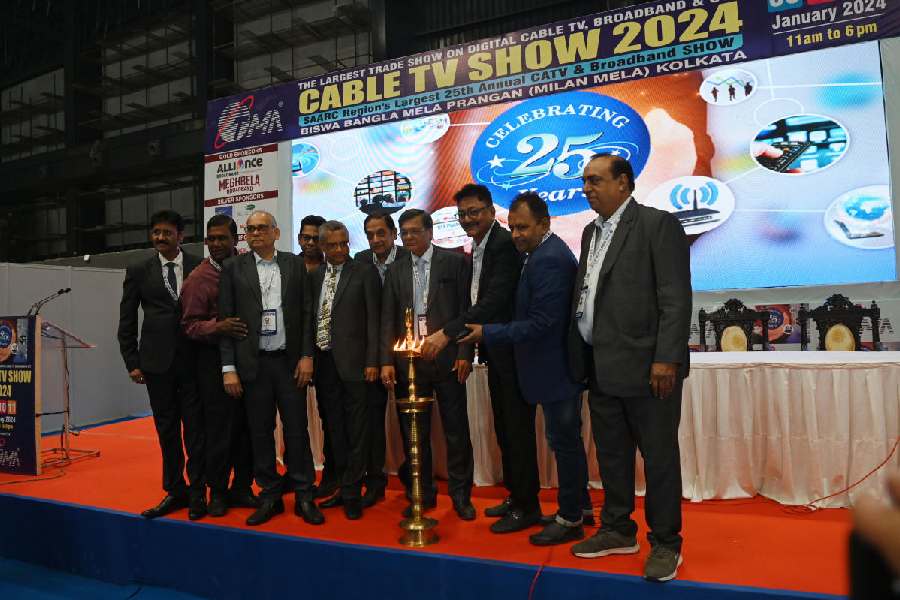 The inaugural ceremony of Cable TV Show 2024, a trade show, at the Milan Mela Ground on Monday.