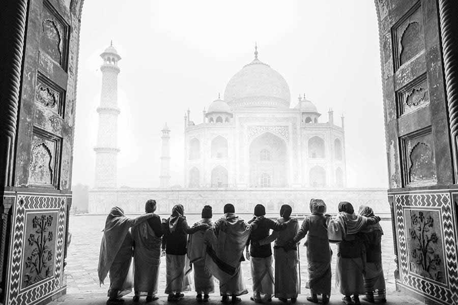 A moment from the women’s visit to the Taj Mahal, which brought out a childlike excitement on their faces