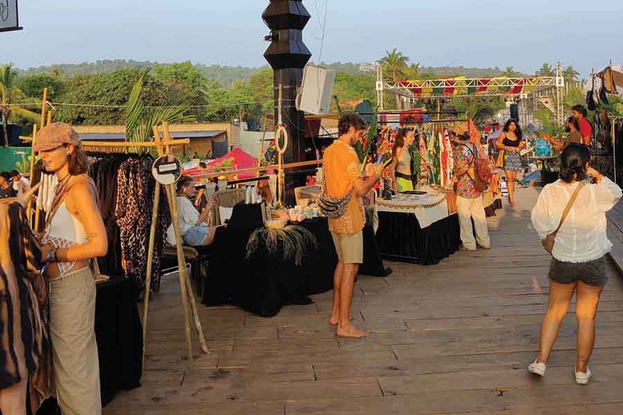 A view of the flea market during Goa Sunsplash 