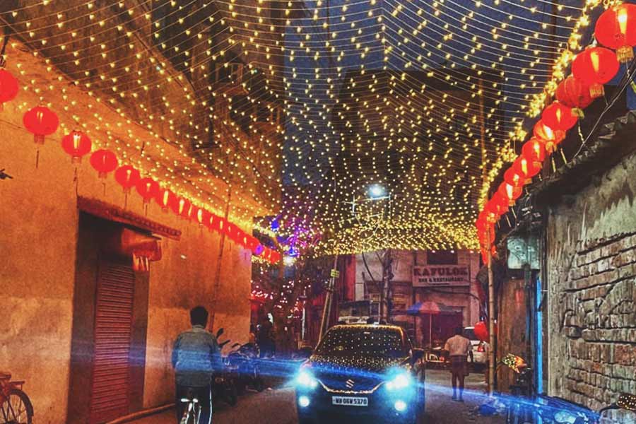On the eve of Chinese New Year, Kolkata’s Chinatown has been illuminated with festive lights 