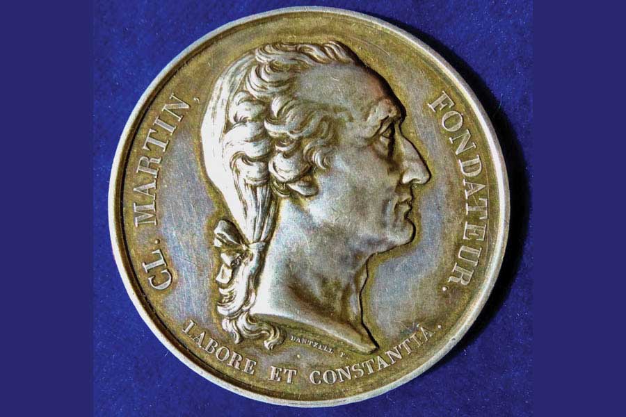 Lyon France 1874 Science & Art School silver prize medal of La Martinère College by Dantzell, obverse