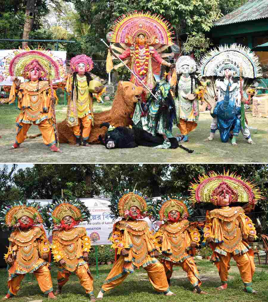 A special Chhau dance, rally and press conference were held at the Press Club by Ascensive Educare Limited to promote this folk dance of Bengal. Artistes from Charida, Purulia, performed a pala that told the story of Mahishasurmardini