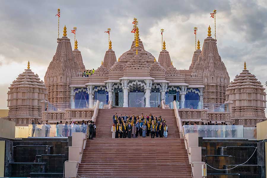 Ambassadors and Diplomats from 42 countries visit BAPS Hindu Mandir, in Abu Dhabi, UAE.