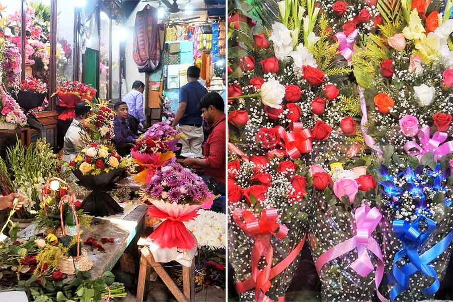 Bouquets on display at New Market