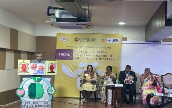 Dr T Dilip Kumar, President of the Indian Nursing Council delivering her speech