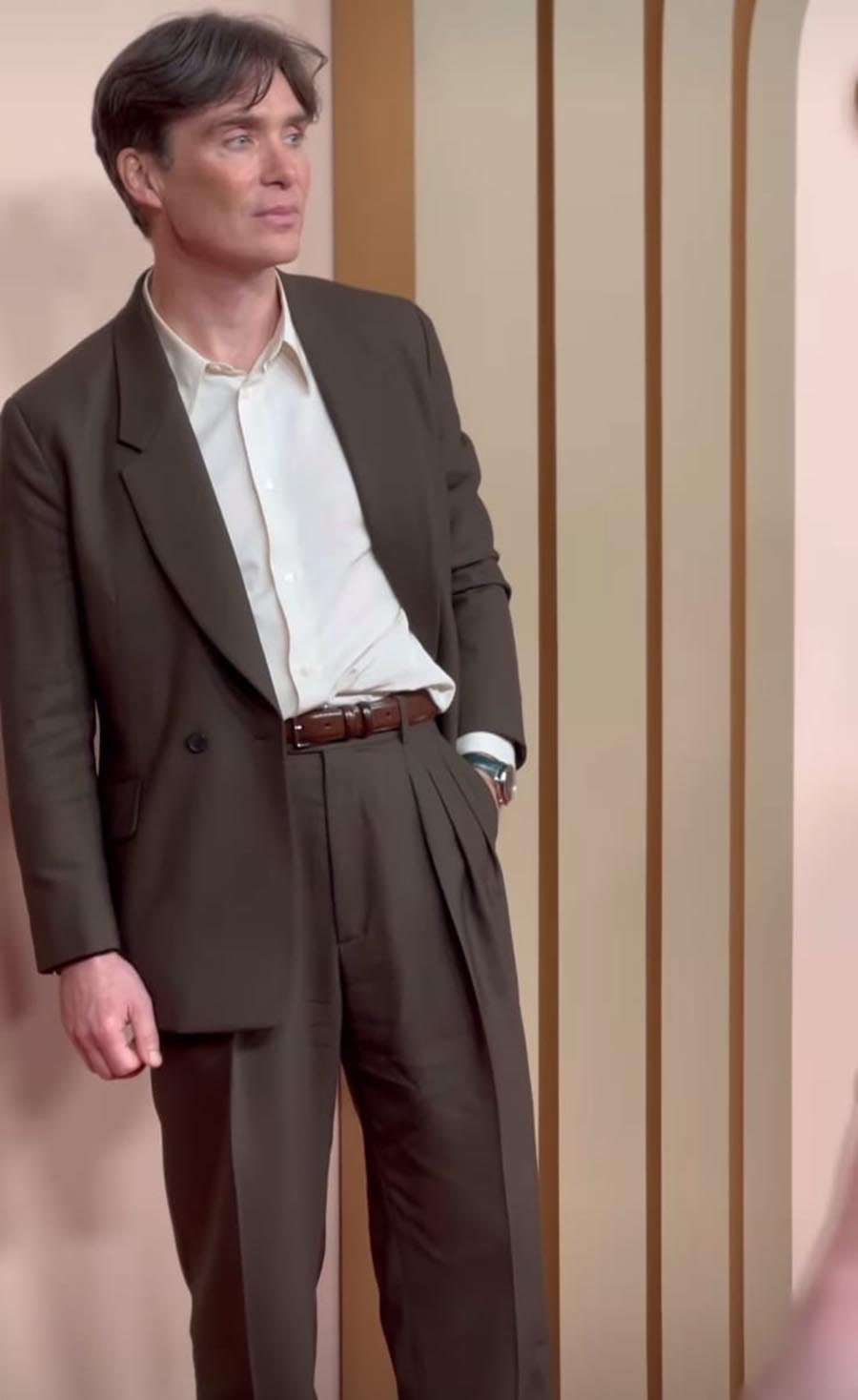 Cillian Murphy, nominated in the category of the Best Actor for playing the protagonist in Christopher Nolan's Oppenheimer, sported a brown suit.