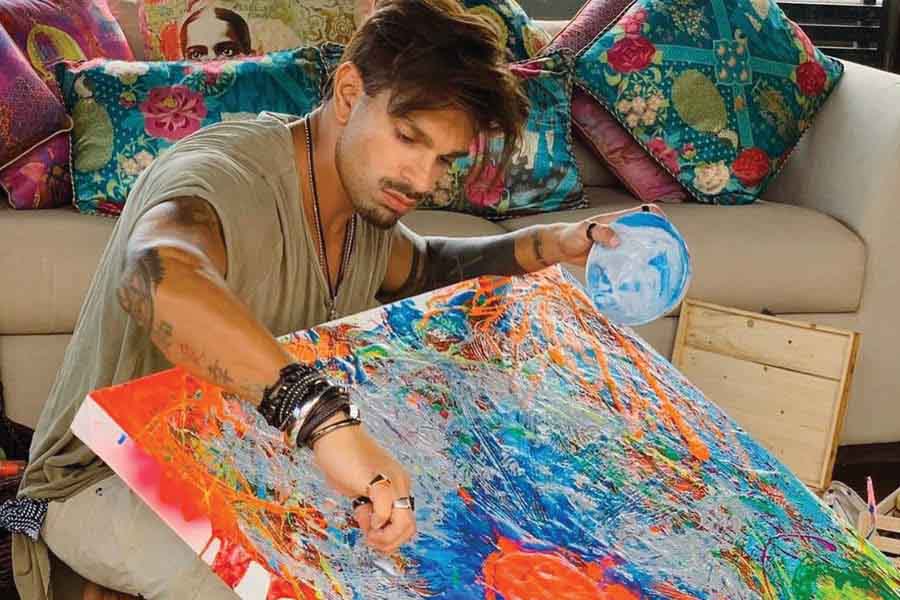 Actor Karan Singh Grover at work.