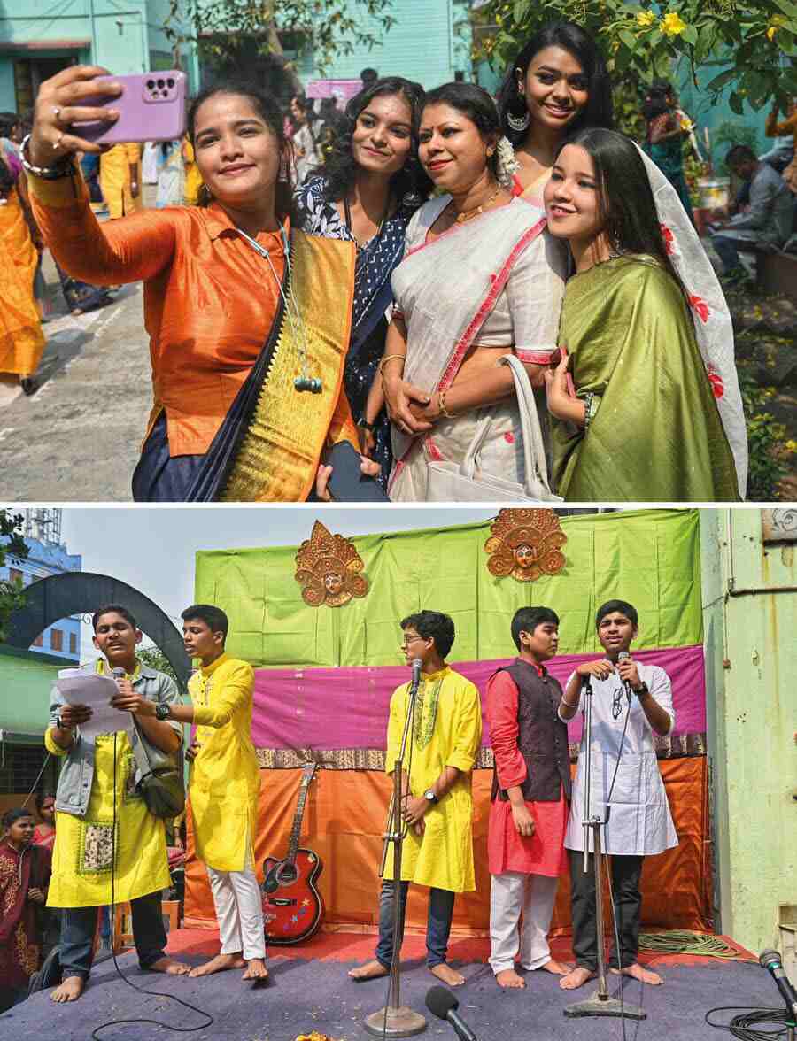 Groupfies and group performances were the order of the day at various educational institutions across Kolkata
