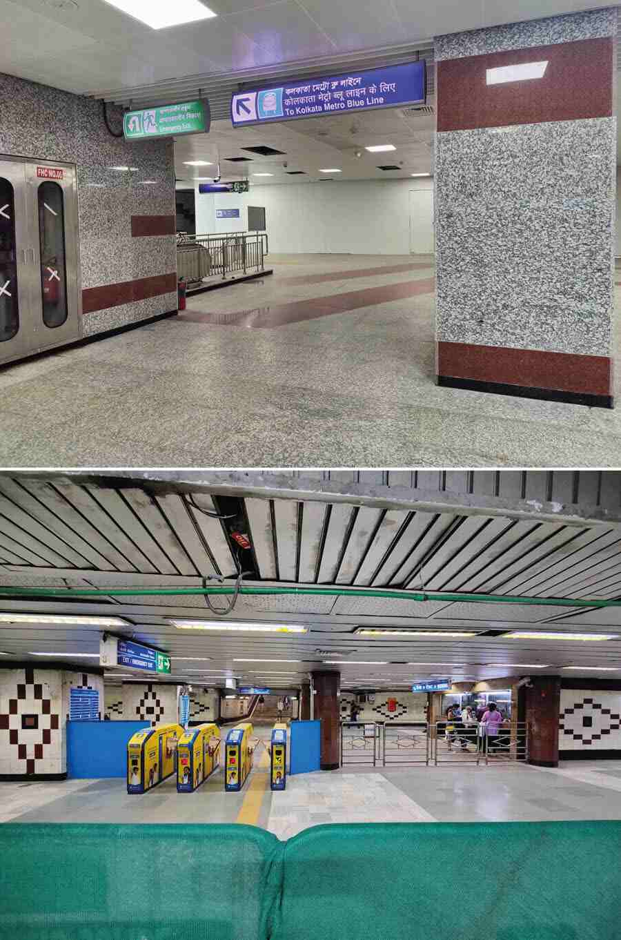 Glimpses of the newly constructed Passenger Interchanging Point of the Green line and Blue line at Esplanade Metro station  