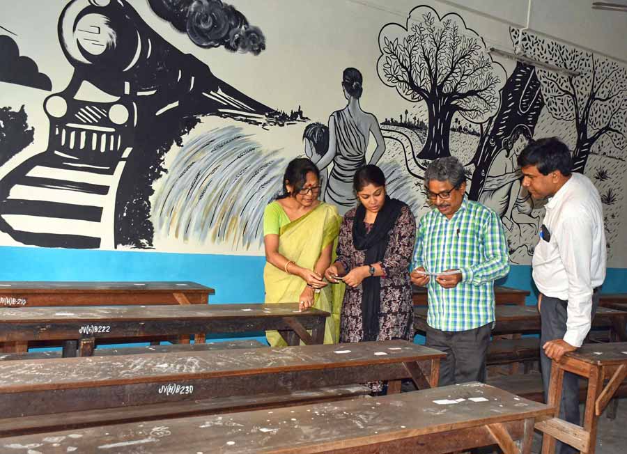 As Higher Secondary class XII exams began on February 16, several schools including Jadavpur Vidyapith were seen taking preparations on Thursday. The examinations will end on February 29 