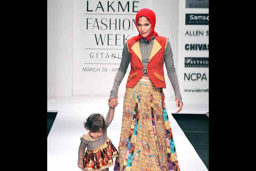 Abhishek showcased hijab on the ramp at Lakme Fashion Week, themed ‘saving the girl child'
