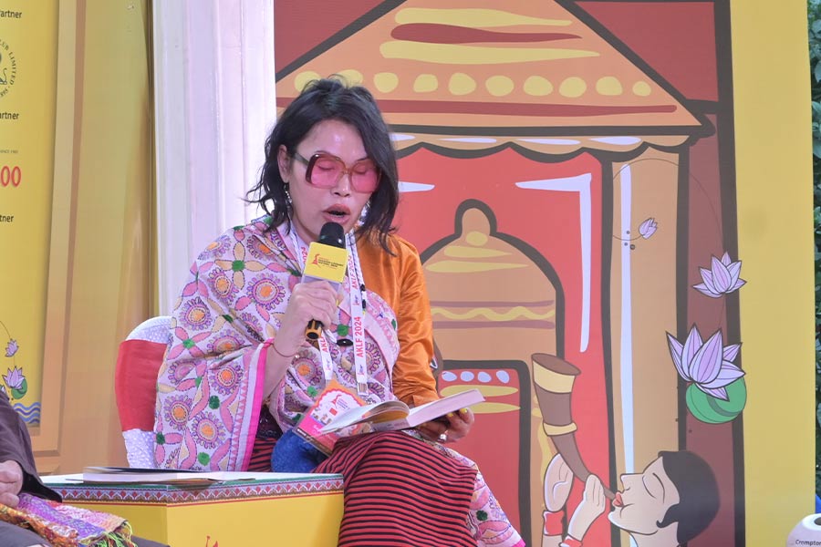 Santa read an excerpt from her novel about the complicated feeling of home she tries to pursue amidst the political strife in Manipur
