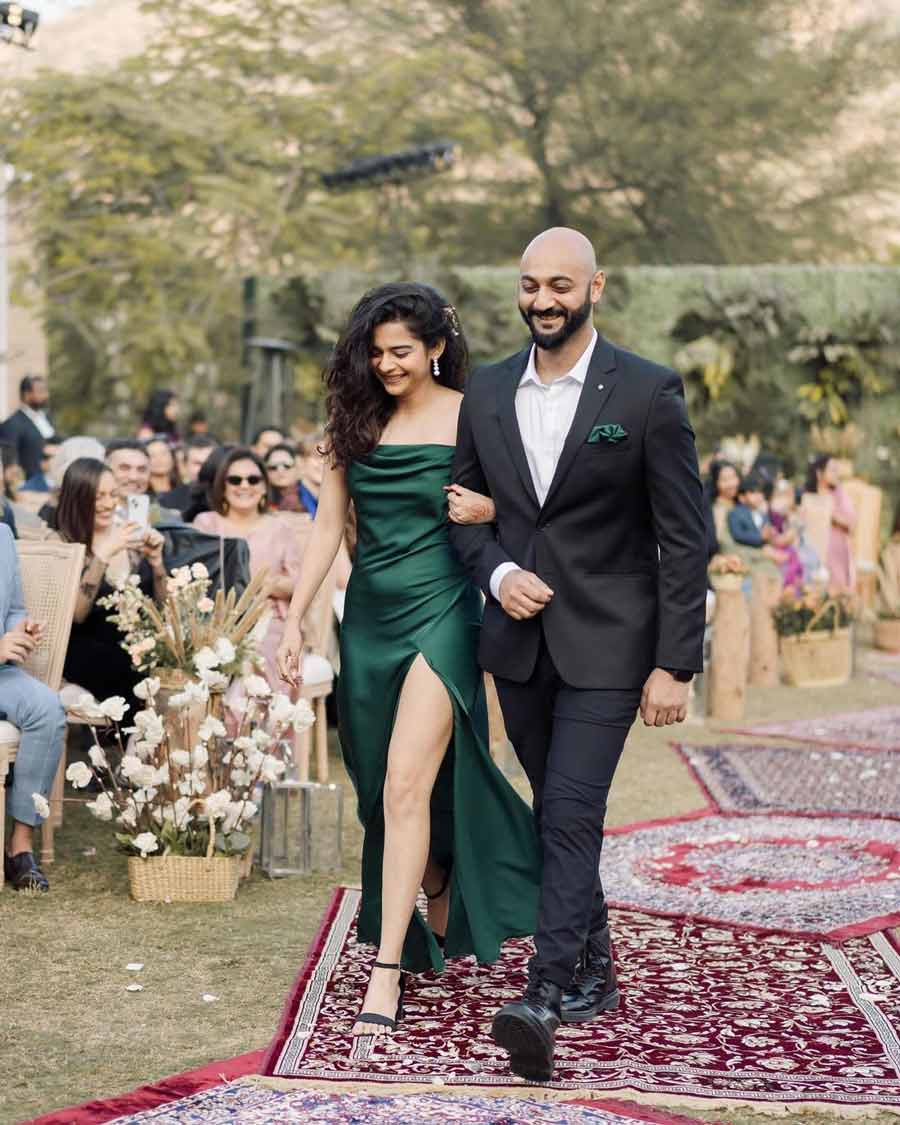 Mithila walked down the aisle with film director Mansoor Khan’s son Pablo Ivaan Khan, who is also Zayn’s brother. “The bridesmaid and groomsman walk (you can guess who is the former and who is the latter),” she wrote in the caption.