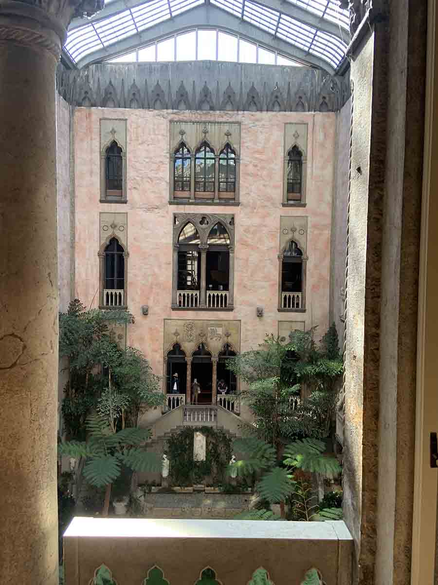 A picture from a top-floor window inside the Isabella Stewart Gardner Museum in Boston. An art collector and philanthropist who died a hundred years ago, Isabella built an art museum at her lavish home. The museum houses columns, statues, windows, and other decorative details from Roman, Byzantine, Gothic and Renaissance periods. It also showcases paintings and personal correspondence with authors and poets. Even though I missed it, I later heard there’s also a letter from Rabindranath Tagore on display 