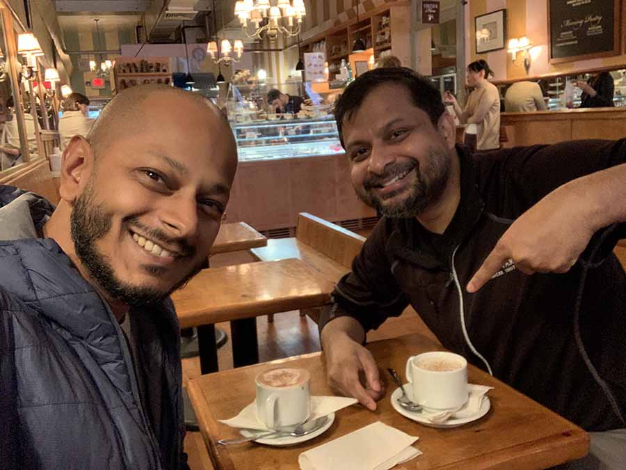 Satyaki took me to a cafe where, he tells me, Facebook’s Zuckerberg comes down for hot chocolate when he visits Harvard