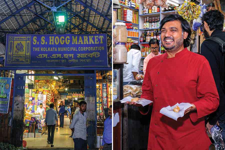 Sarkar whisked everyone off to (left) New Market (originally known as Sir Stuart Hogg Market). ‘Originally, this market was an elite shopping space reserved for British customers. Gradually it expanded into the New Market we know today.’ The walk comprised a Bandel cheese tasting session at J. Johnson, one of the few places in the city that sell the indigenous cheese