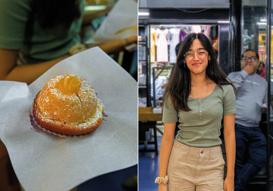 No visit to New Market is complete without snacking on a lemon tart at Nahoum & Sons, the famous Jewish bakery. For (right) Diya Sen, a student at Manipal University, the experiences on the walk were a ‘valuable lesson on self love’. She called it a ‘beautiful experience, teaching me so much about a city I love. It was also a great way to celebrate V Day, as it allowed me to enjoy the little things by myself’ 
