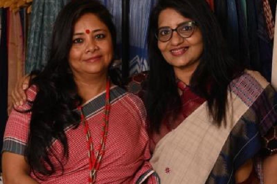 Sanchita Ghosh (right) and Maitreyee Pathak, co-curators of the exhibition
