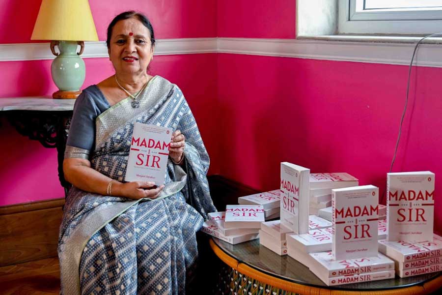 Manjari Jaruhar, Bihar’s first woman IPS officer, with her book Madam Sir 