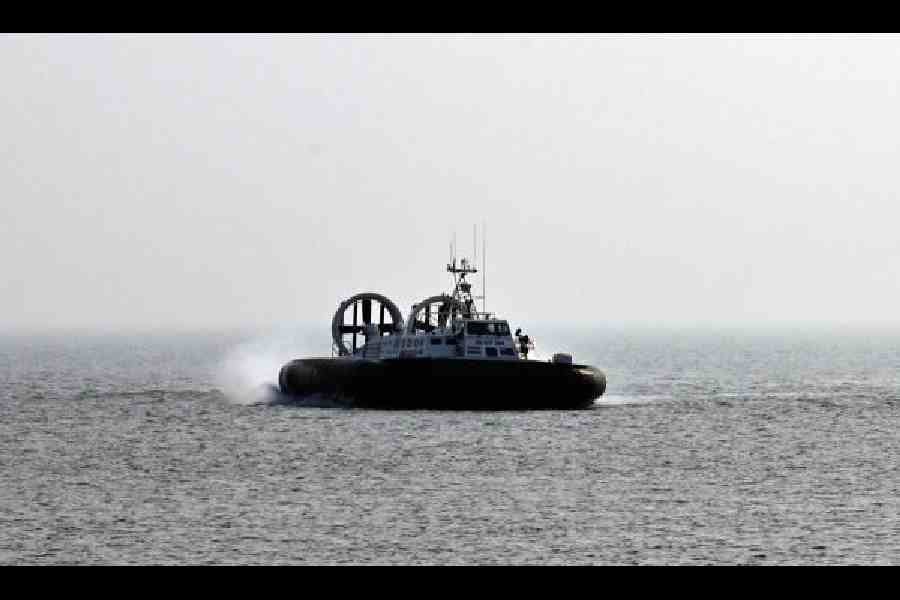 Three hovercrafts were deputed to take the attendees across the river to the island