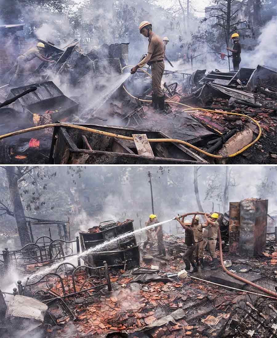 A fire broke out in a slum in the Anandapur area on Sunday morning around 10.30am   