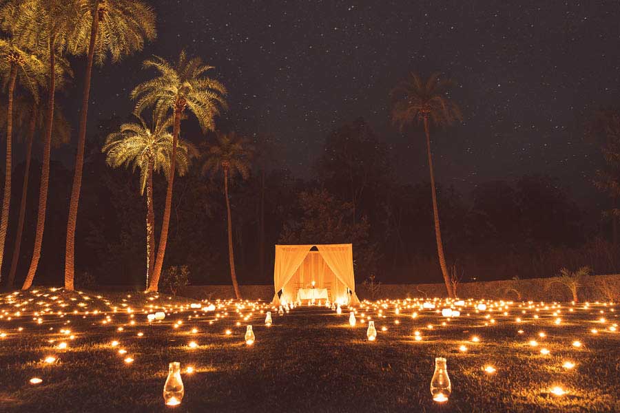 Special candlelight dinners arranged by Amanbagh feature as many as 200 diyas