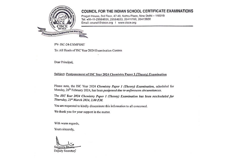 The notice issued by the Council for the Indian School Certificate Examinations (CISCE)