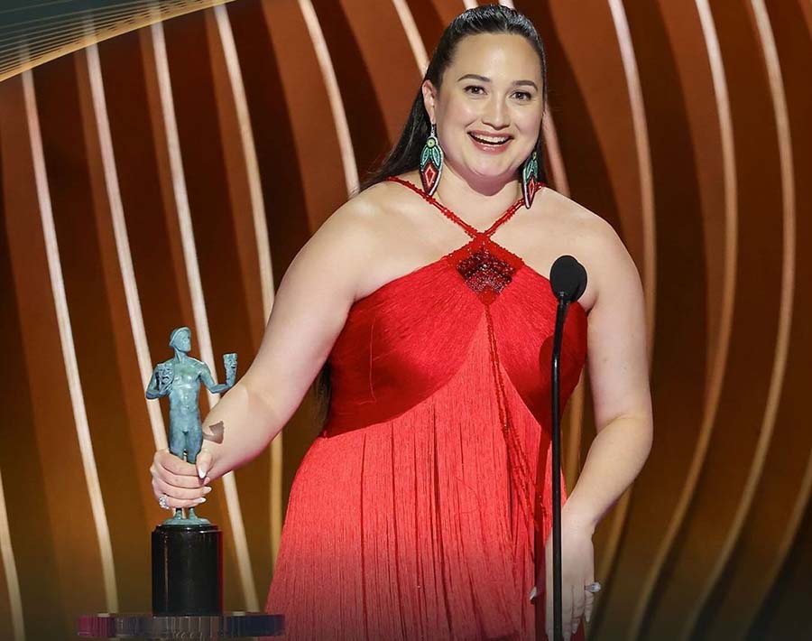 Lily Gladstone clinched the Outstanding Performance by a Female Actor in a Leading Role Award for her role as Mollie Burkhart in Martin Scorsese’s crime drama Killers of the Flower Moon.