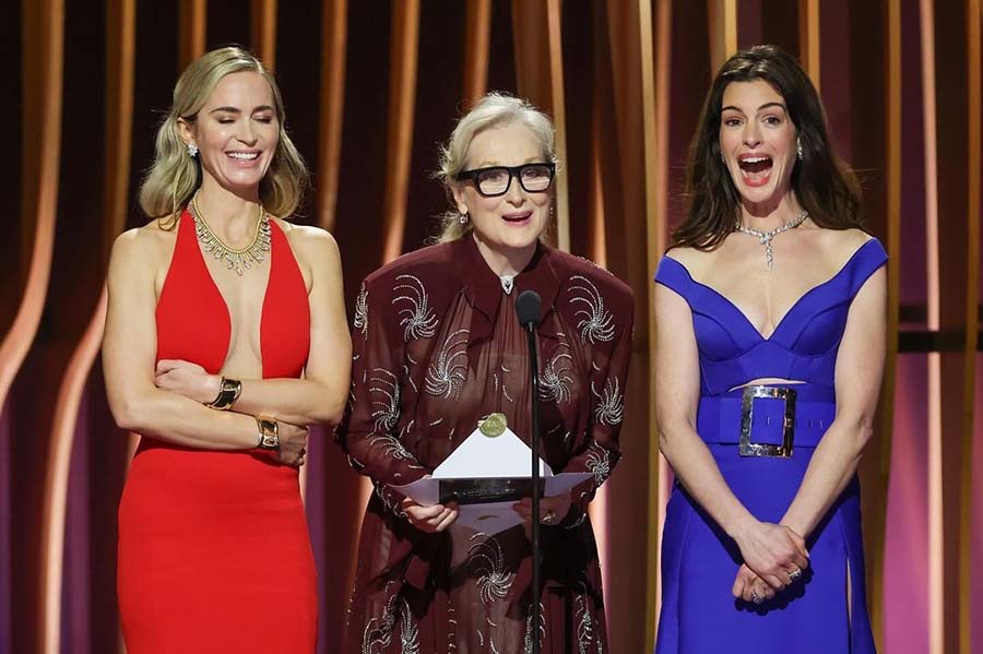 Hollywood veteran Meryl Streep reunited with The Devil Wears Prada cast — including Anne Hathaway and Emily Blunt — at the event. The three actresses won hearts with their references to their characters’ lines from the 2006 film helmed by David Frankel.