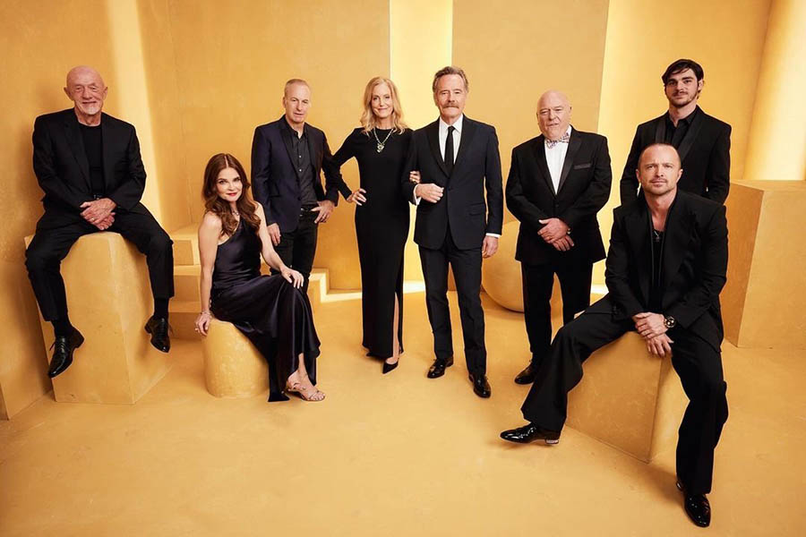 Another highly-anticipated reunion was of the Breaking Bad cast. Bryan Cranston, Aaron Paul, Anna Gunn and others twinned in black outfits at the event.