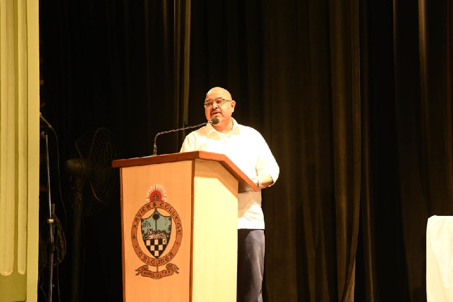 Chief guest Atri Bhattacharya, additional chief secretary of Bengal, speaks at the programme on Friday.