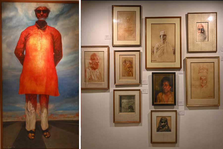 Portraits of greats and a self-portrait by Bikash Bhattacharjee