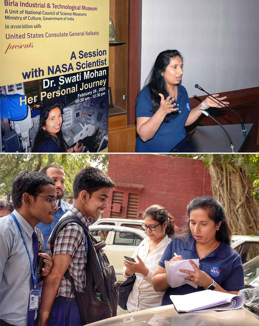 NASA Scientist Dr Swati Mohan delivered a talk on her personal journey at the Birla Industrial and Technological Museum. The session was hosted in association with US Consulate General Kolkata. Students from several schools in Kolkata attended the session  