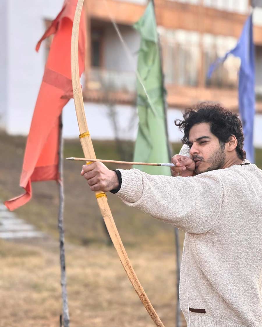 During their stay in Bhutan, Ishaan took some time to hone his archery skills. 
